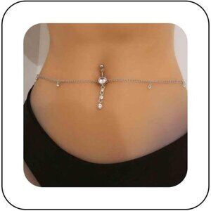 Sttiafay Belly Ring Waist Chain Rhinestone Crystal Tassel Belly Chain Sexy Girls